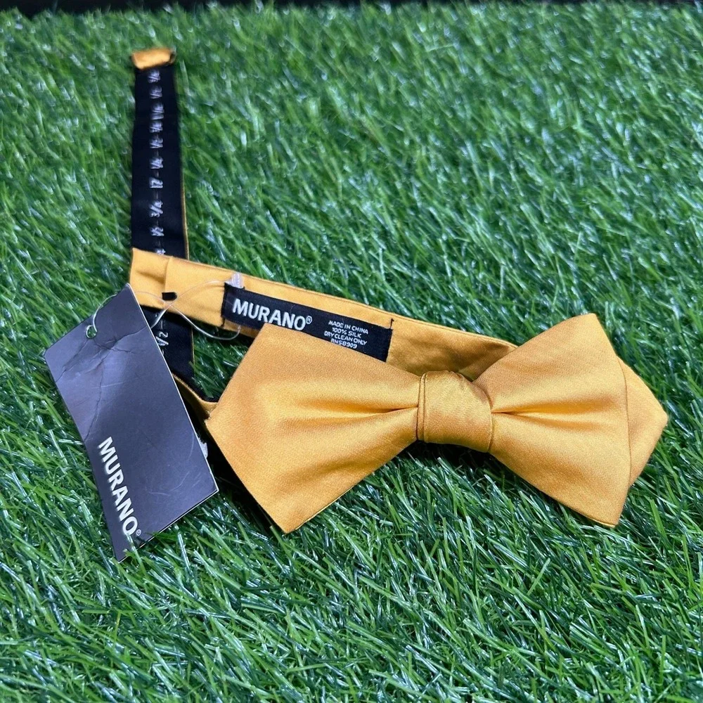 Murano Silk Self Tie Bow Tie Mens One Size Gold Adjustable Formal Accessory